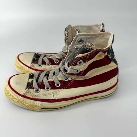 EUC Distressed‎ American Flag Converse Sneakers Women's 5/ Men's 3 Americana - Picture 4 of 10